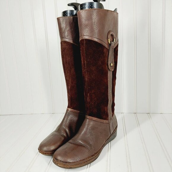 Naturalizer Causeway Brown Pebbled Leather & Suede Boots I157 - Picture 2 of 14